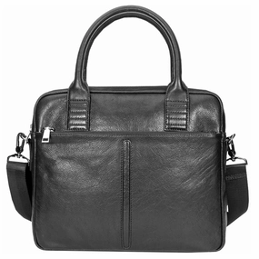 Black Leather Mens 12 inches Briefcase Work Bag Black Laptop Handbag Business Briefcase Shoulder Handbag for Men Comfortable Grip
