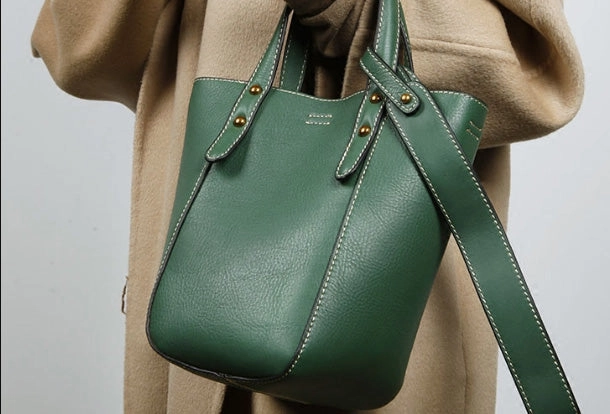 Genuine Leather Cute Bucket Bag Handbag Crossbody Bag Shoulder Bag Women Leather Purse Compact Urban Look