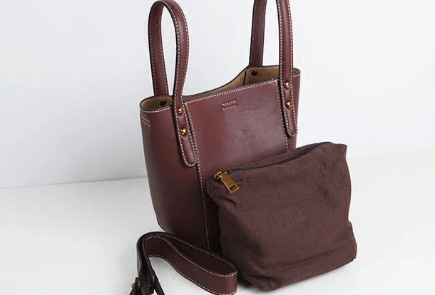 Soft Mood Minimal Aesthetic Genuine Leather Cute Bucket Bag Handbag Crossbody Bag Shoulder Bag Women Leather Purse