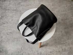 Sustainable Innovation Stylish Black Leather Tote Bag Shoulder Tote Handbag Black Crossbody Tote Purse For Women