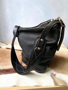 Soft and Delicate Feel Classic Plaid Crossbody Bucket Bag | Handcrafted Full Grain Leather Bag Timeless Functional Style Lightweight Tote