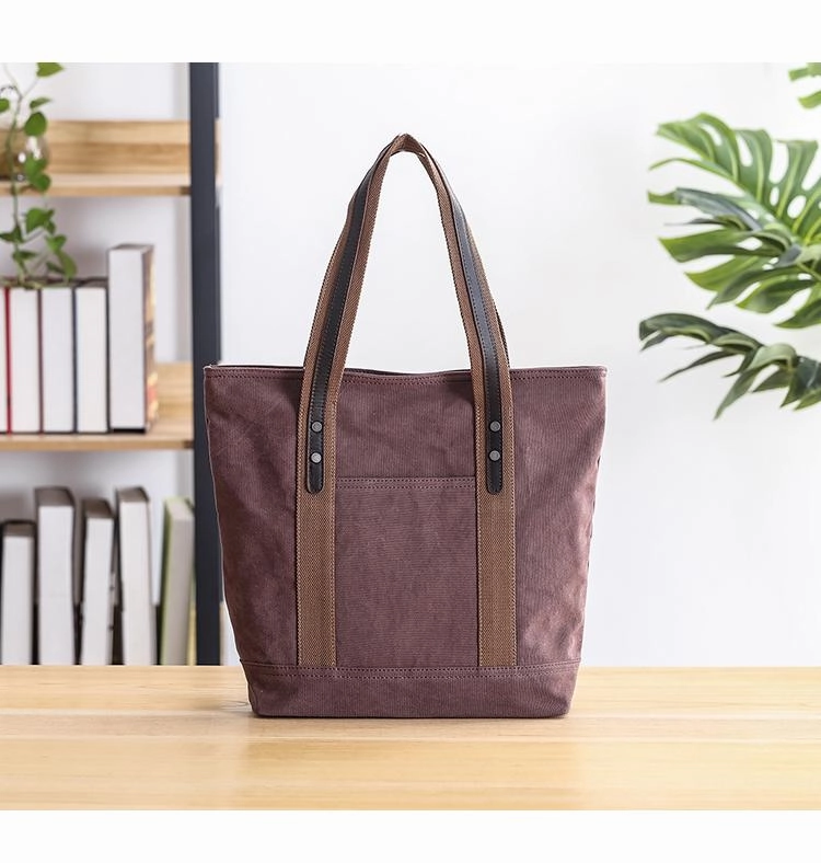 Casual Canvas Mens Womens Large 14???? Khaki Handbag Tote Bag Brown Shoulder Bag Tote Purse For Men Practical Organizer