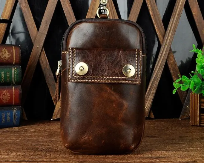 Versatile credit card holder Leather Mens WAIST POUCH with Belt Loop Cell Phone Holster Belt Pouch for Men