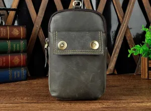 Leather Mens WAIST POUCH with Belt Loop Cell Phone Holster Belt Pouch for Men Compact Refinement High-quality cash wallet