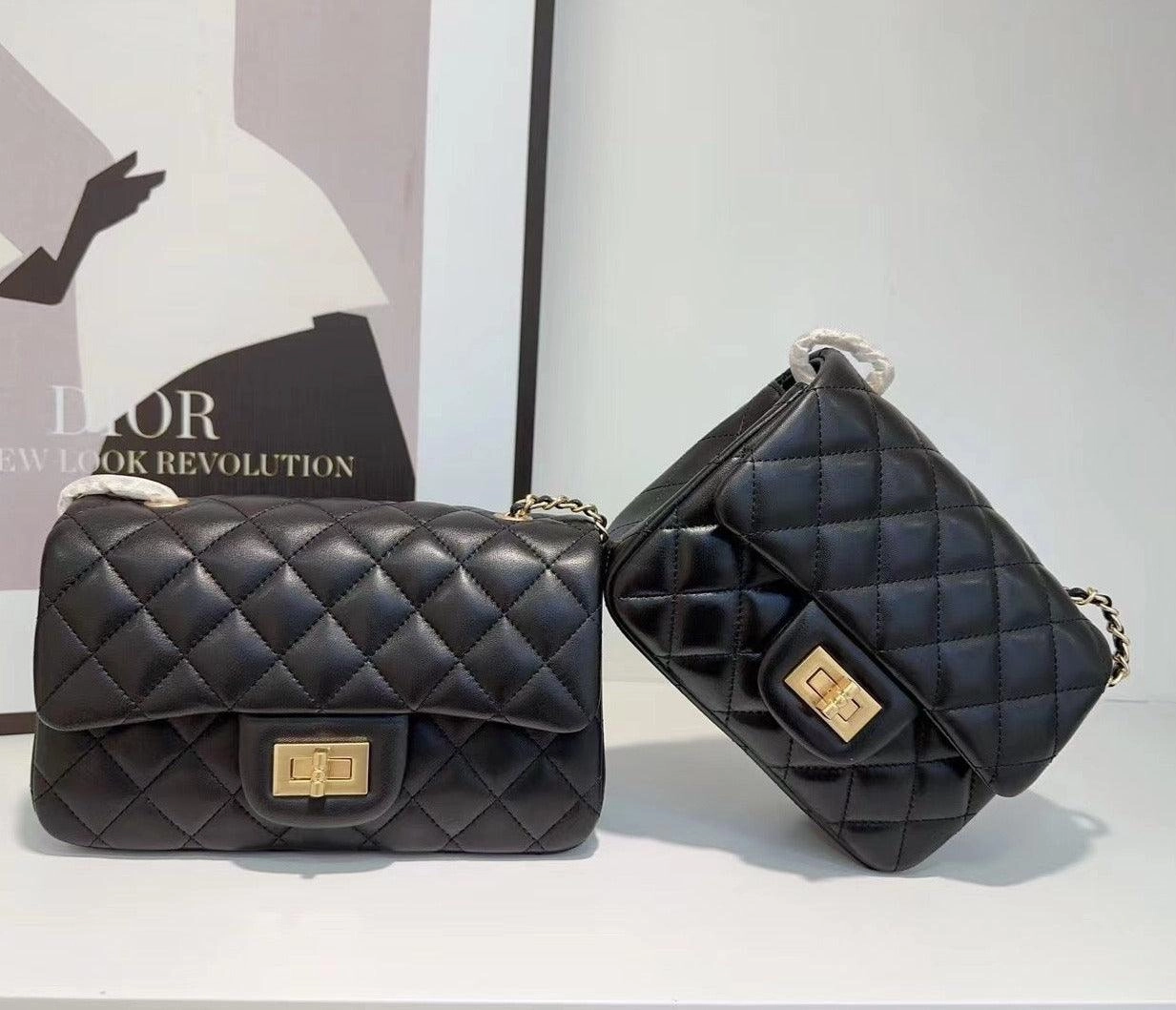 Classic Caviar/Lambskin Flap Bag with Chain Ball | Genuine Caviar Leather Crossbody Bag, Leather Shoulder Purse, Chain Strap Lock Bag, Christmas Gift Trendy Fashion