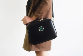 Sleek Functionality Day Essential Genuine Leather Round Bag Handbag Purse Shoulder Bag for Women Leather Crossbody Bag