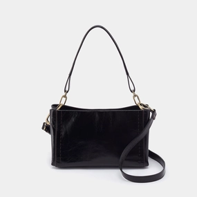 Adventure Travel Seneca Shoulder Crossbody in Polished Leather - Black