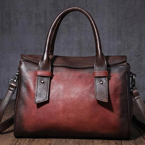 Daily Organizer Compact Travel Vintage Brown Ladies Leather Handbag Purse Red Work Handbag Shoulder Purse for Women