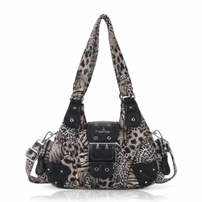 The perfect accessory for effortless style Retro Trend Patchwork Leopard Print Vegan Leather Shoulder Tote Bag