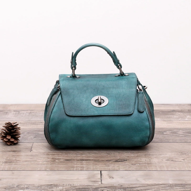 Handmade Leather handbag purse doctor bag shoulder bag for women leather shopper bag Functional Layout Soft Pink