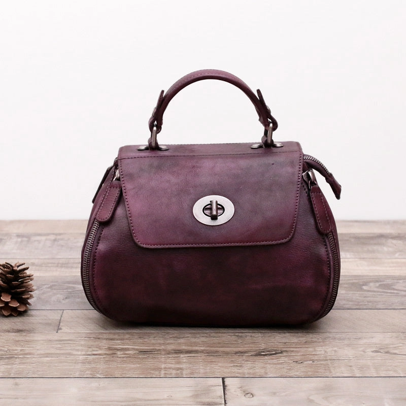 Smart Traveler Handmade Leather handbag purse doctor bag shoulder bag for women leather shopper bag