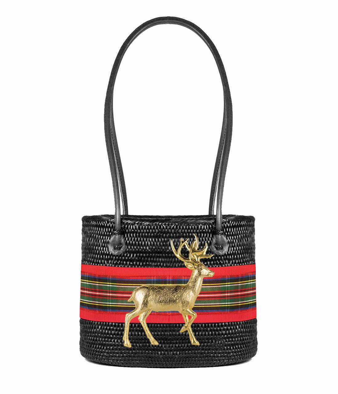Lisi Lerch Medium Charlotte Tote - Reindeer Holiday Plaid Season Color