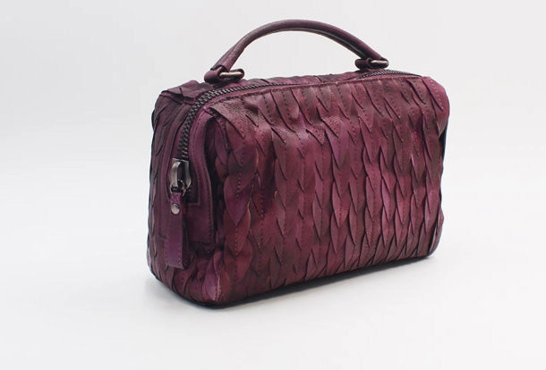 Business casual Practical Use Handmade Leather Handbag Boston Bag Purse Crossbody Shoulder Bag for Women Lady