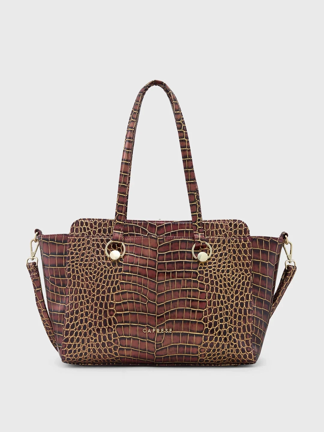 Minimal Form Essential Companion Caprese Miranda Large Croco Burgundy Satchel Bag