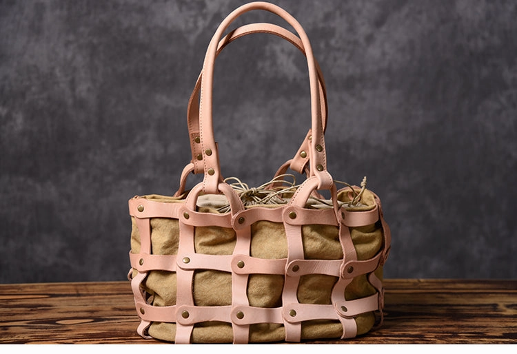 Leather Canvas Women Bucket Bag Shopper Bag Shoulder Bag For Women Casual Outfitters