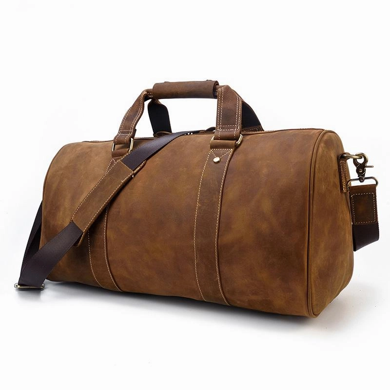 Packing System Archaeology Tour Cool Brown Leather Men's Overnight Bag Large Travel Bag Duffel Bag Weekender Bag For Men