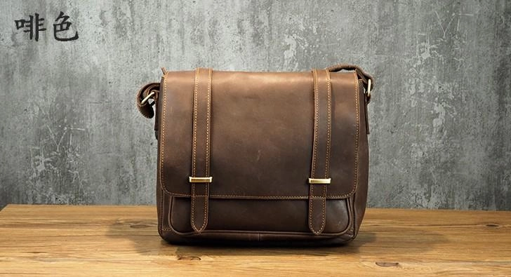 Cool Leather Mens Small Side Bag Small Shoulder Bag Messenger Bag for Men Portable Solution