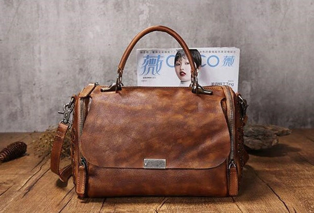 Organized Interior Travel Fashion Handmade Leather womens handbag purse shoulder bag for women leather shopper bag