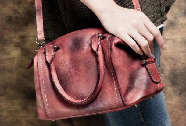 Handmade Leather handbag purse shoulder bag for women leather shopper bag Office Everyday Chic Texture