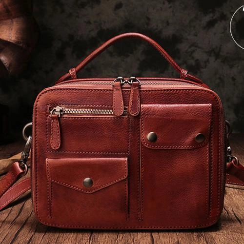 Vintage Womens Brown Leather Satchel Shoulder Bag School Handbag Shoulder Purse for Girls Smooth Edge Comfort Carry