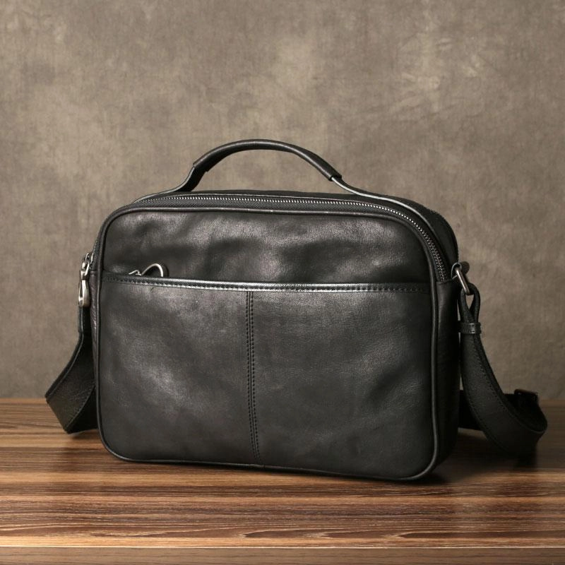 Stylish Function Contemporary Touch Cool Black Leather Mens Messenger Bag Work Bag Business Bag for men