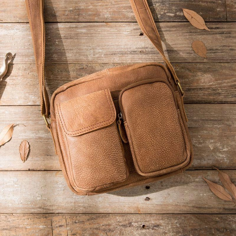 Cool Leather Mens Messenger Bags Small Shoulder Bags  for Men Flexible Carry Casual Outfit