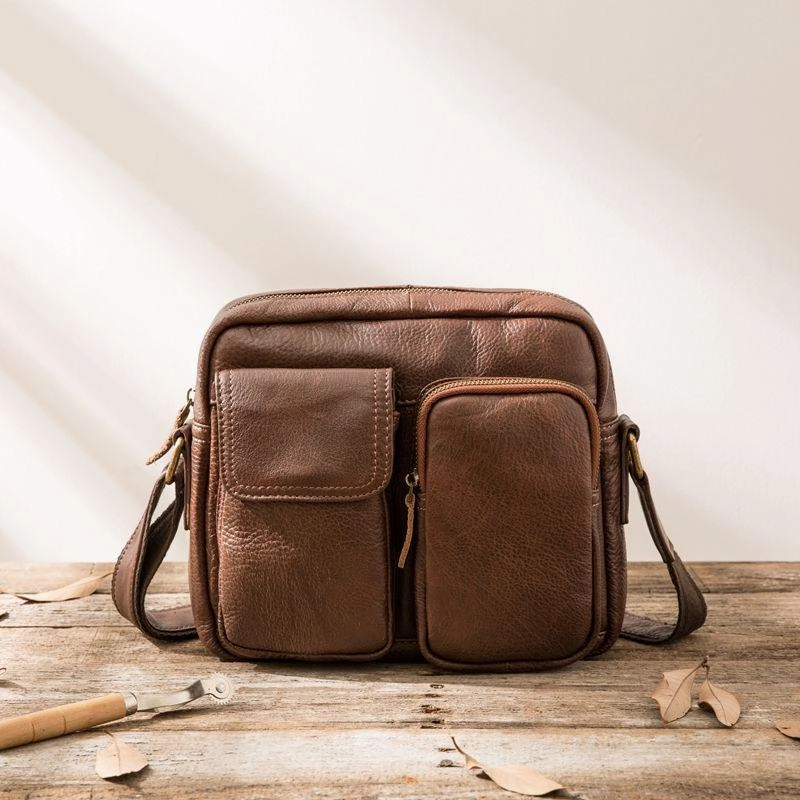 Cool Leather Mens Messenger Bags Small Shoulder Bags  for Men Sleek Design Durable Utility
