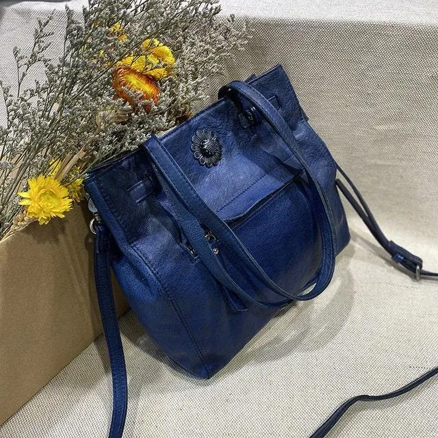 Travel Accessory Cowhide Bags, Leather Women's Bags, Retro Shoulder Bags, Large Handbags, Fashionable Bag, Gift for Her