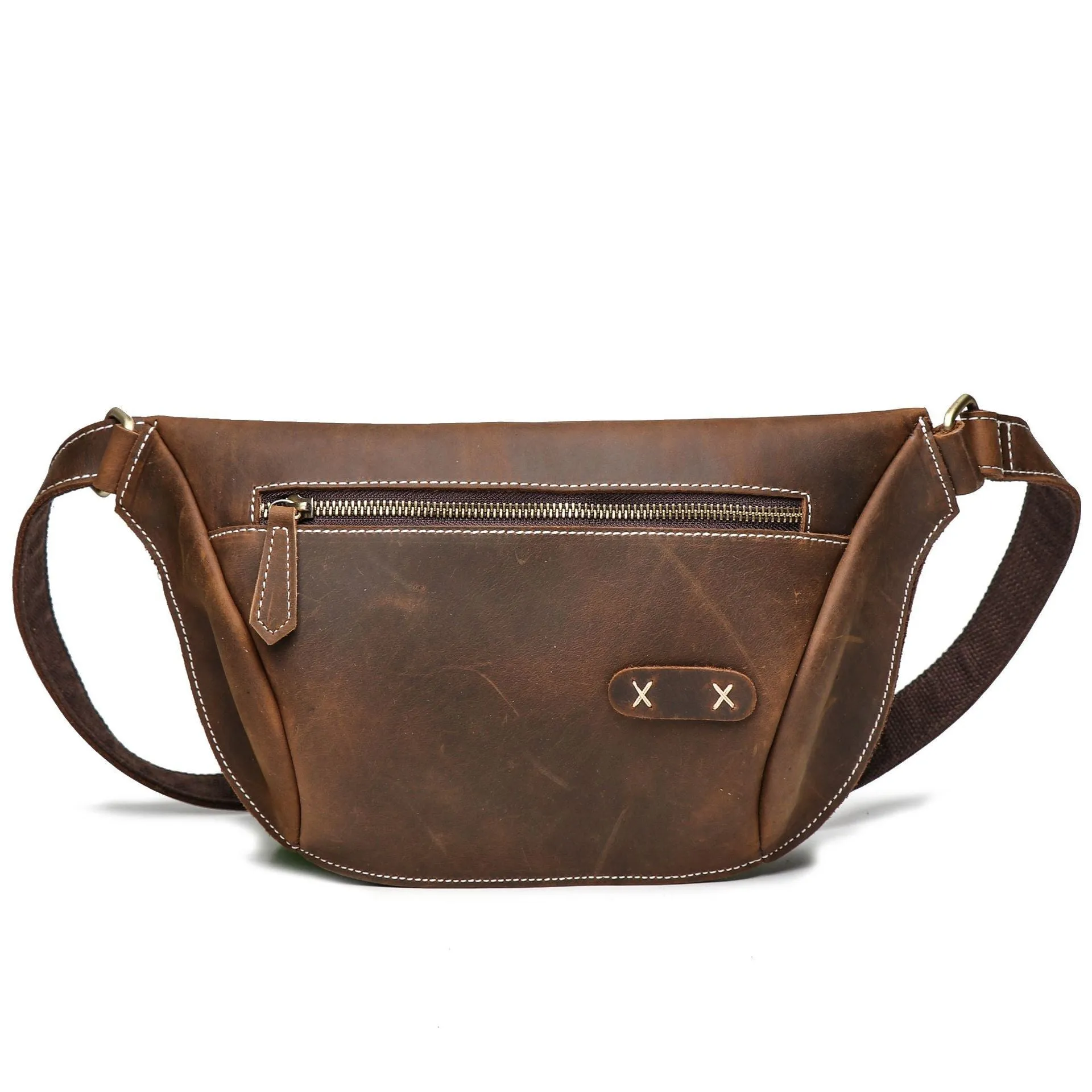 Elegant Precision Vintage Brown Leather Men's Fanny Pack Hip Pack Waist Bag For Men
