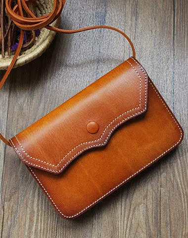 Boho Style Handmade Leather Small phone Purse shoulder bag leather crossbody bag for women