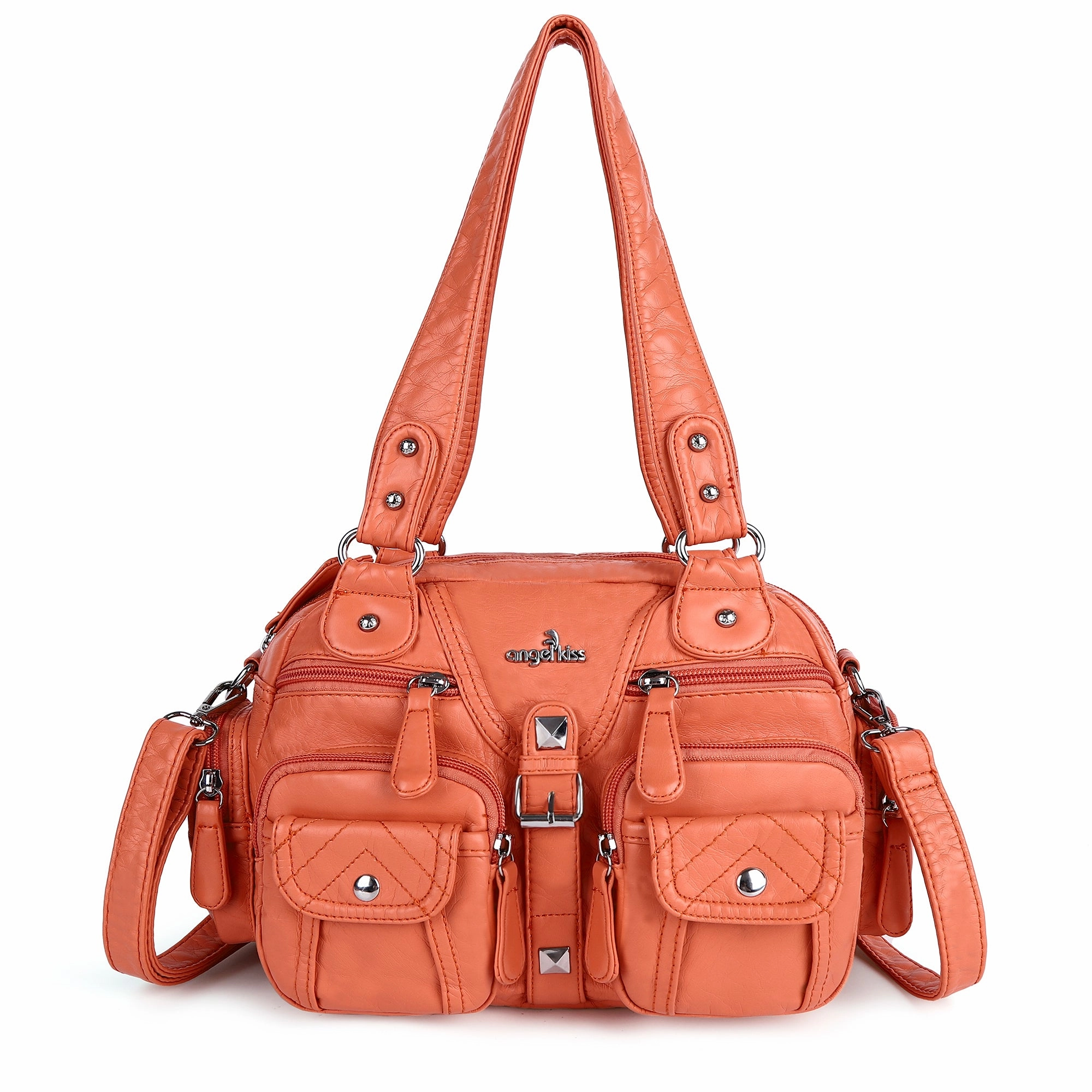 Ideal for anyone seeking a practical yet stylish solution Washed Leather  Multilayer separation individuality Handbag Unique Style For Women