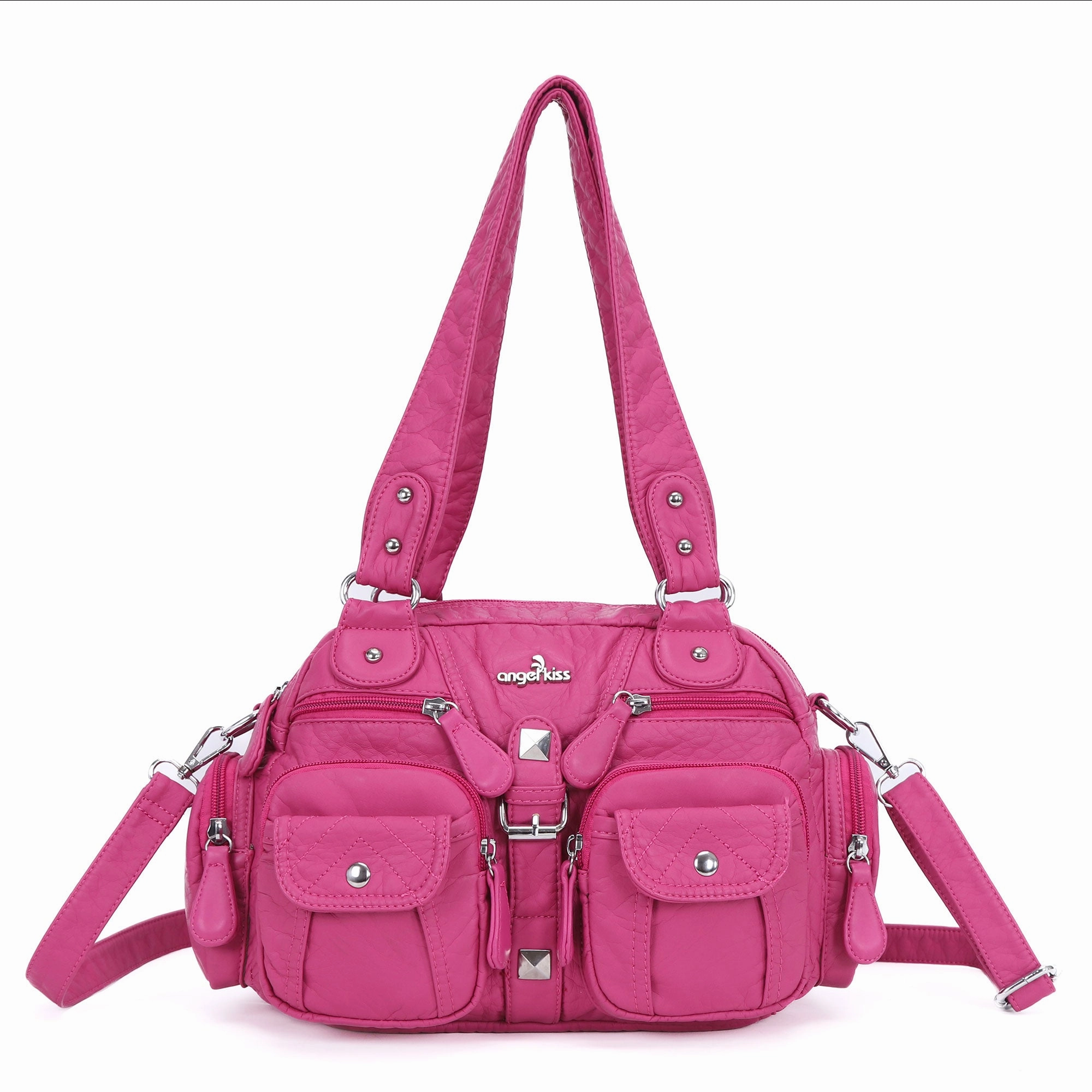 Practical yet stylish solution to carry your daily essentials Washed Leather  Multilayer separation individuality Handbag Unique Style For Women