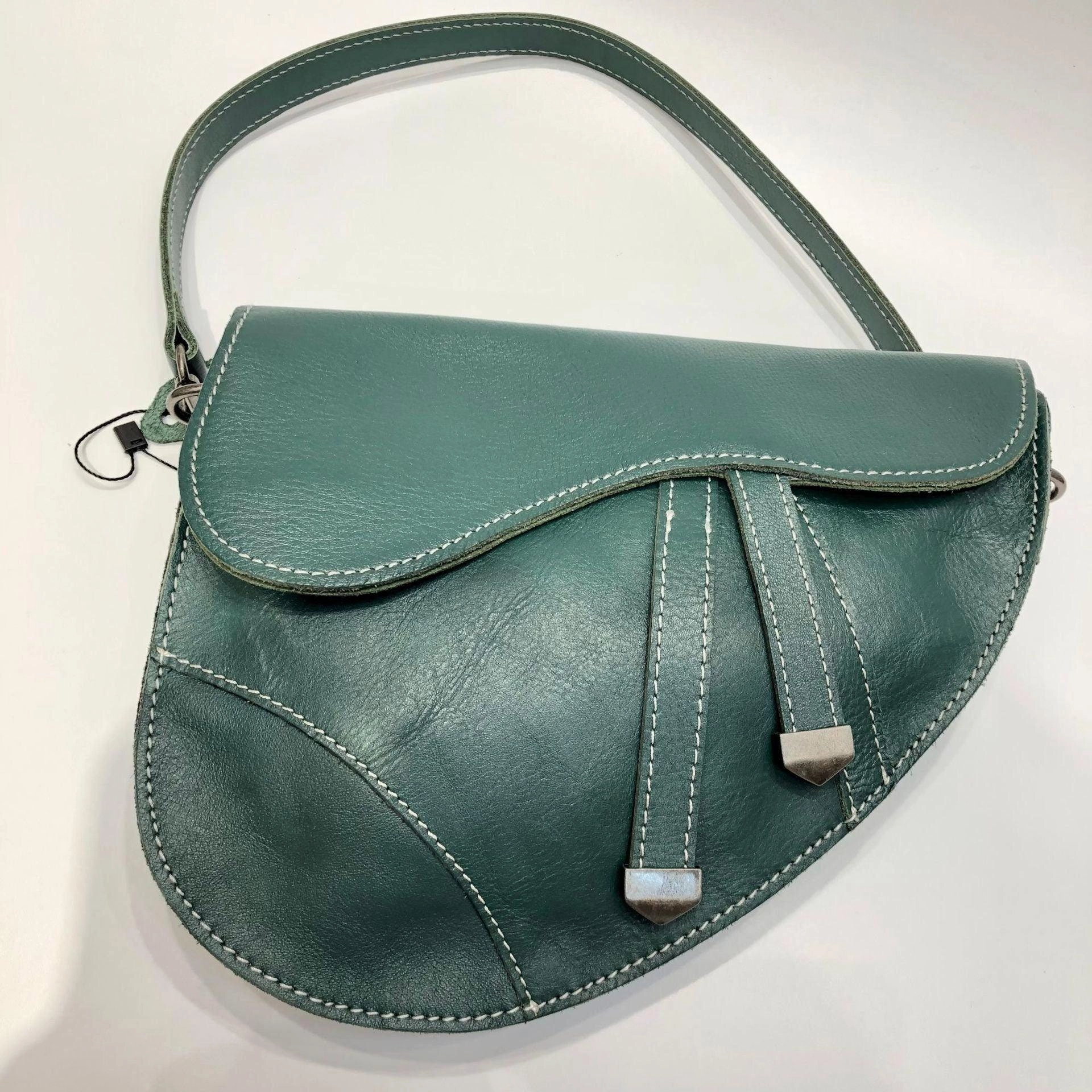 Vintage Designer Saddle Bag | Cowhide Leather Handbag | Retro Handcrafted Women Crossbody Bag, Gift for Her Trendy Accessory Daytime Outfit