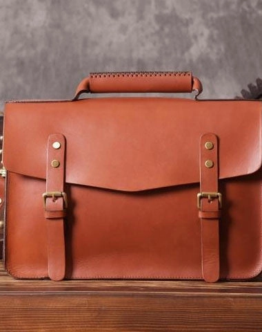 Handmade leather men Briefcase messenger vintage shoulder laptop bag vintage bag Casual Comfort Daily Organizer