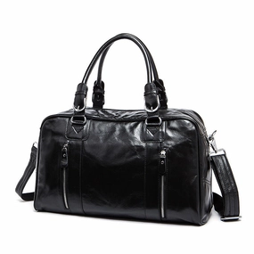 Daily Use Reinforced Structure Leather Men Large Travel Bag Business Weekender Bag For Men