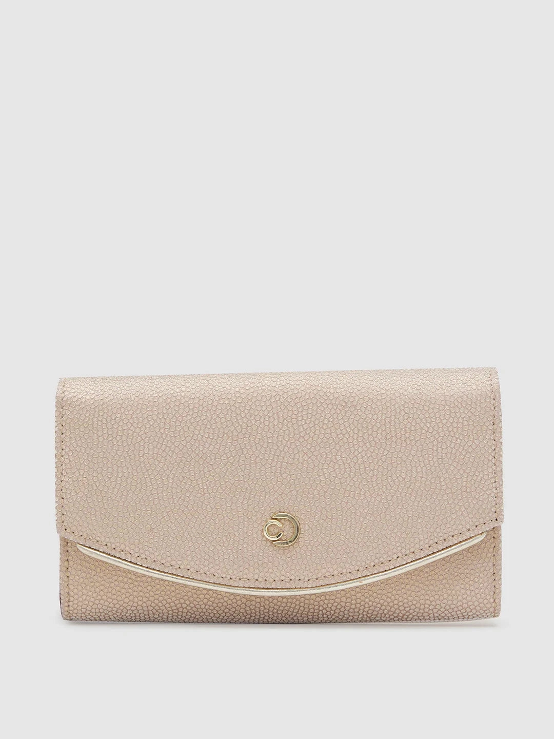 Refined Simplicity Caprese Gretchen Medium Champagne Gold Flapover Clutch