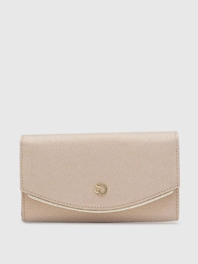 Caprese Gretchen Medium Champagne Gold Flapover Clutch Soft Mood