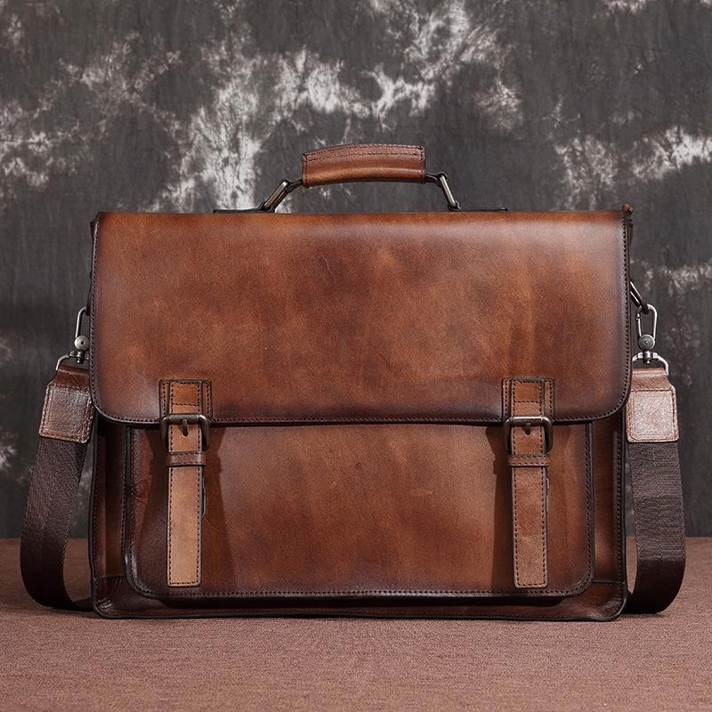 Urban Carry Brown Leather Men's Professional Briefcase 14???? Laptop Handbag Black Business Bag Messenger Bag For Men
