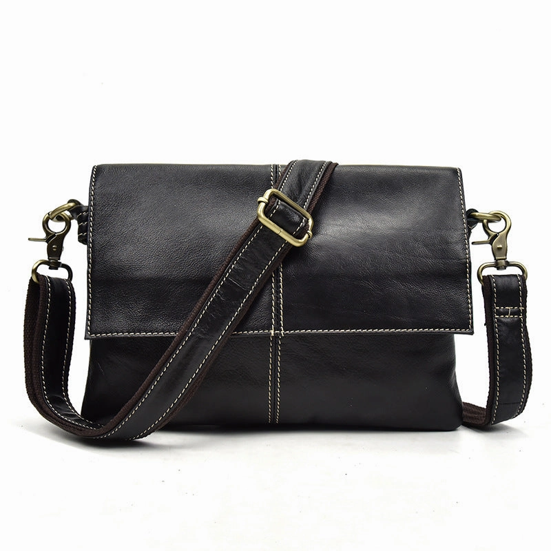 Modern Carry Leather Men Black Messenger Bag Shoulder Bag for Men