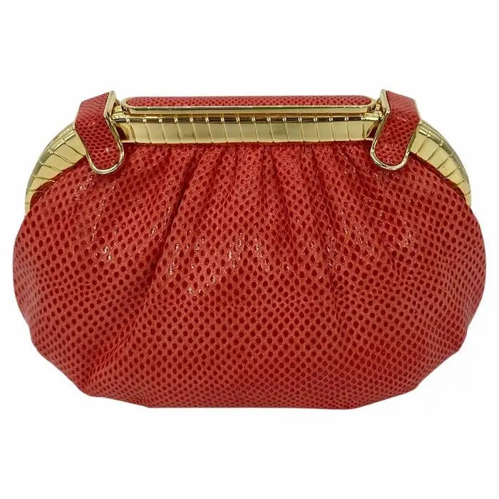 Judith Leiber Red Lizard Clutch Contemporary Detailing