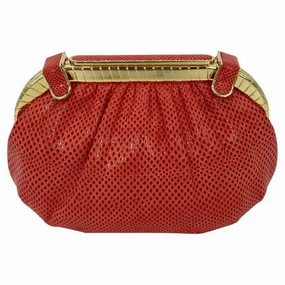 Judith Leiber Red Lizard Clutch Contemporary Detailing