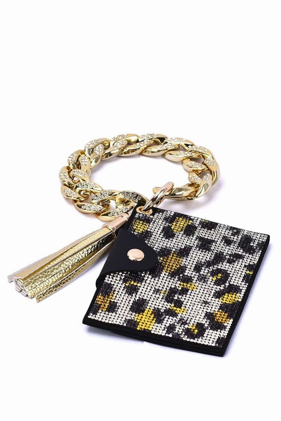 Daily Essentials Elegant Finish HB23277 Rhinestone Keychain Bracelet Wallet With Chain Bangle