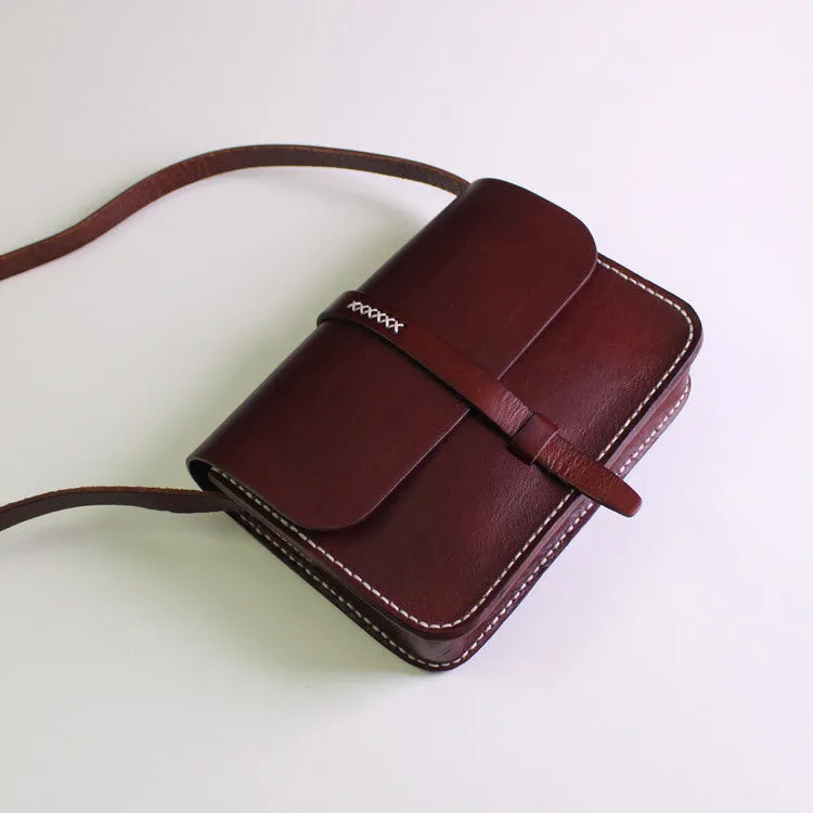 Handmade Leather satchel bag shoulder bag black red for women leather crossbody bag Lightweight Essential