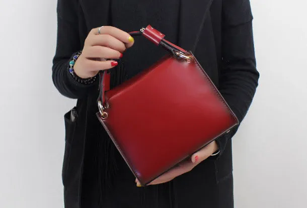 Smart Outfit Womens Leather Cube bag shoulder bag black for women leather crossbody bag purse