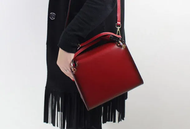 Womens Leather Cube bag shoulder bag black for women leather crossbody bag purse Portable Accessory