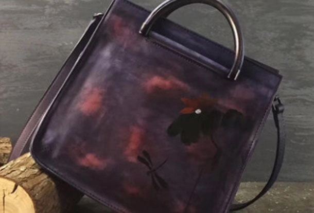 Festival Outfit Classic office handbag Genuine Leather Handbag Paiting Art Vintage Bag Crossbody Bag Shoulder Bag Purse For Women