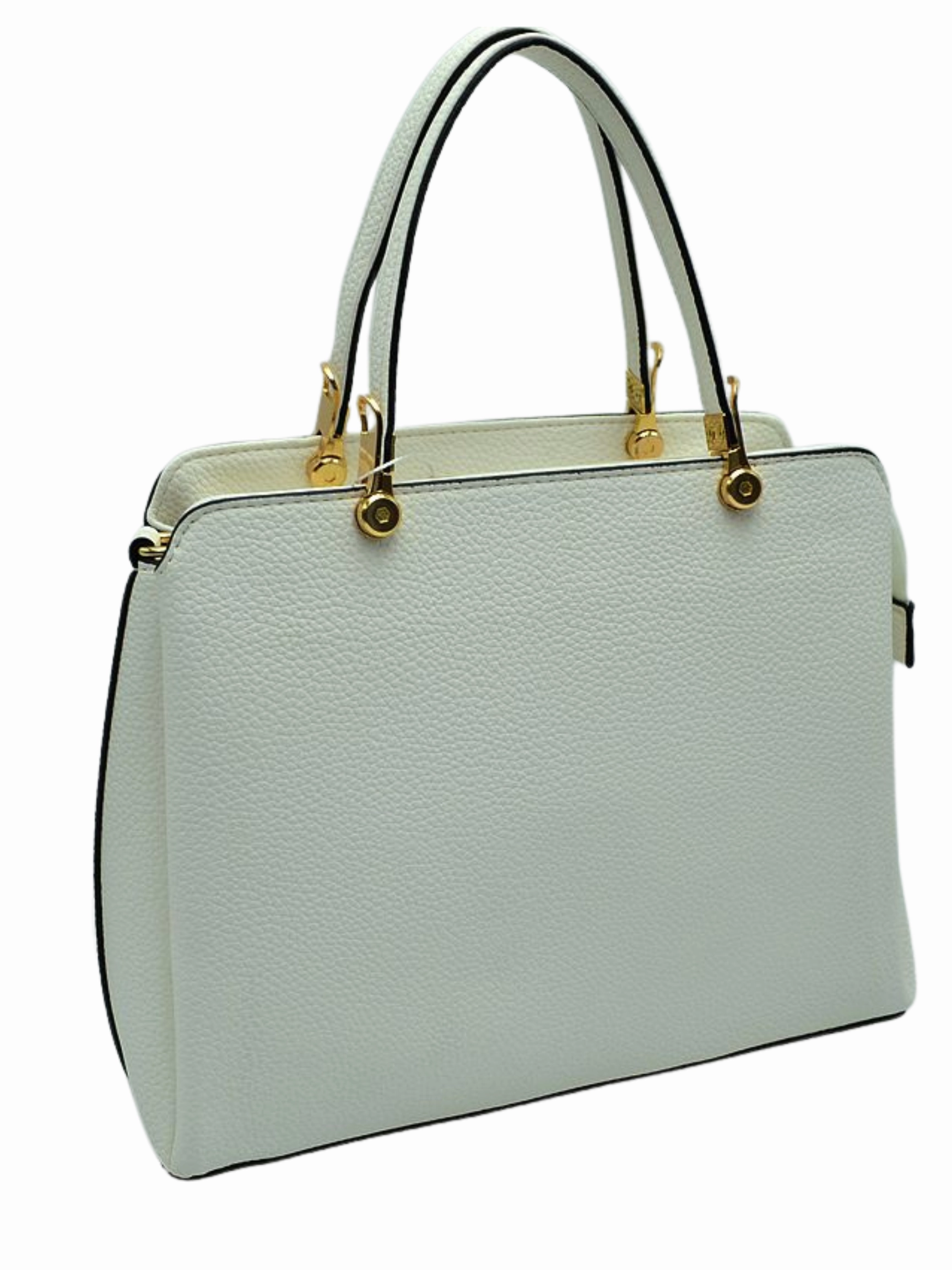 Vegan Leather Handbag - White Timeless Feature