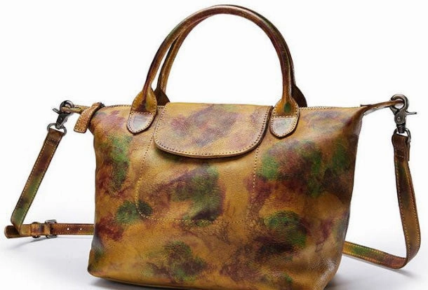 Zip Closure Soft Texture Handmade Leather handbag purse shoulder bag for women leather shopper bag