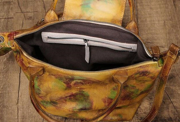 Water Resistant Casual Fashion Handmade Leather handbag purse shoulder bag for women leather shopper bag