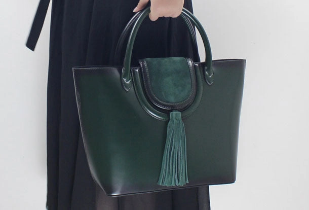 Trendy leather satchel Genuine Leather handbag  purse shoulder bag black for women leather crossbody bag